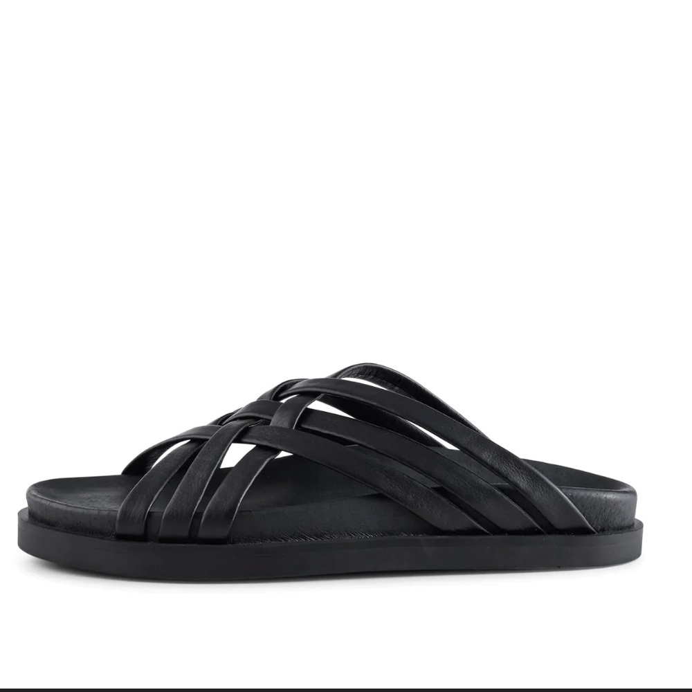 Shoe the Bear Black Ivy Mule Slide Sandal Leather size 37